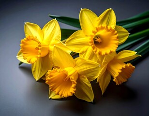 Obraz premium Yellow daffodils on dark background