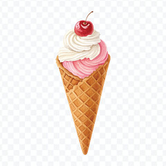 realistic 3d Ice cream cone in different style isolated on transparent background	