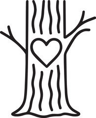 Obraz premium Love's Engraving in Nature: A stylized illustration captures a tree trunk etched with a heart, evoking a sense of love and nature.