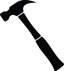 Hammer silhouette vector illustration, black tool design, construction equipment icon, DIY repair symbol, carpentry tool artwork, building instrument clipart, handyman, work, hardware, labor