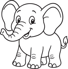 Obraz premium hand drawn vector doodle illustration of Cartoon Elephant Outline coloring page for kids line art