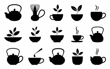 Vector art of collection of tea icons for menu design