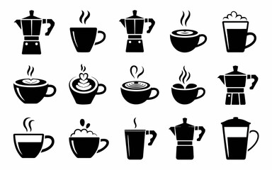 Vector art of collection of coffee icons for menu design