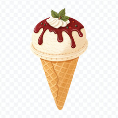 realistic 3d Ice cream cone in different style isolated on transparent background	