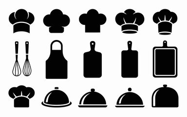 Vector art of chef and kitchen utensils icons, vector format