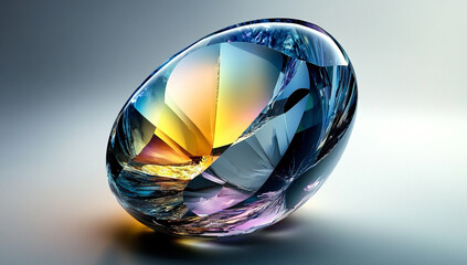 Futuristic abstract crystal sphere with vibrant reflections