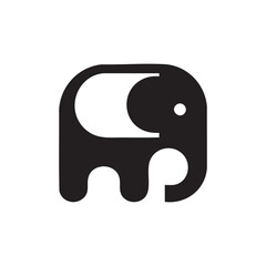 Minimalist Elephant Icon in Black and White Vector Design