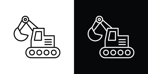 Excavator icon in line design. editable stroke icon. © Craft Studio