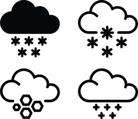 Weather Forecast Symbols Representing Different Types of Winter Precipitation Including Snow Hail and Sleet Weather Phenomena for Forecasting and Weather Applications