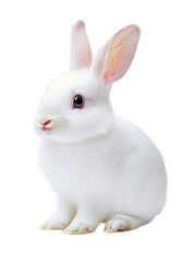 Obraz premium Cute fluffy white rabbit isolated on transparent background