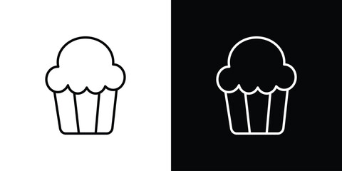 Cupcake icon in line design. editable stroke icon.