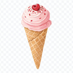 realistic 3d Ice cream cone in different style isolated on transparent background	