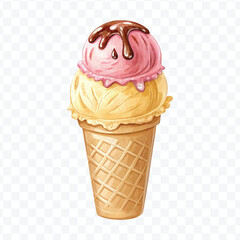realistic 3d Ice cream cone in different style isolated on transparent background	