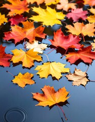 Fototapeta premium Autumn leaves on water (2)
