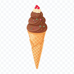 realistic 3d Ice cream cone in different style isolated on transparent background	