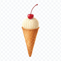 realistic 3d Ice cream cone in different style isolated on transparent background	