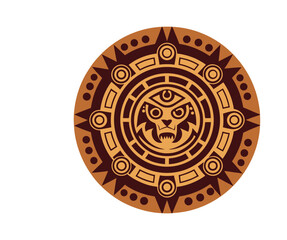 Mayan Glyph Circle Pattern Ethnic Decoration