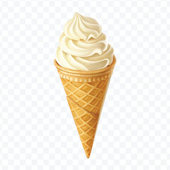 realistic 3d Ice cream cone in different style isolated on transparent background	