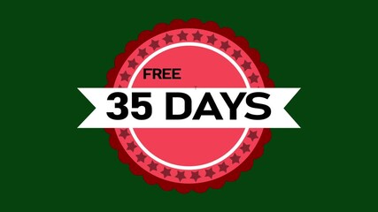 36 days free trial flat design label clipart.