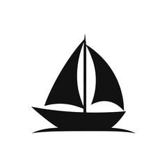 Silhouette of a sailboat on white background on transparent background