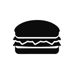 Silhouette of a burger with two patties on transparent background