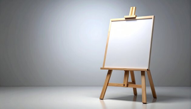 Empty wooden easel with a blank white canvas ready for art.