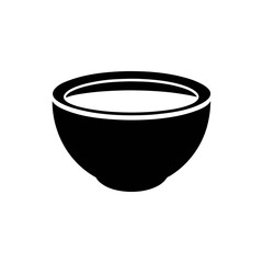Illustration of a simple black bowl icon on transparent background