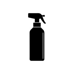Illustration of a black spray bottle icon on transparent background