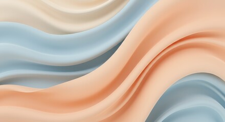 Abstract design featuring flowing, smooth pastel tones of light beige, light blue, and peach.