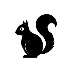 Silhouette of a squirrel with bushy tail on transparent background