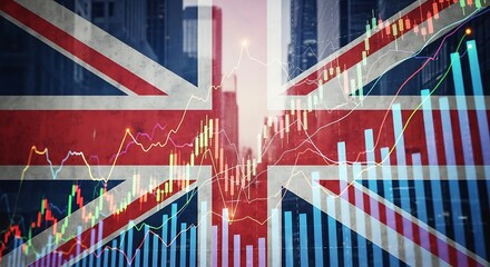 Analyzing financial trends in the United Kingdom stock market with data visualization overlaying