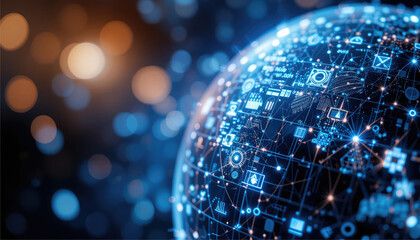 Corporate technology globe background.