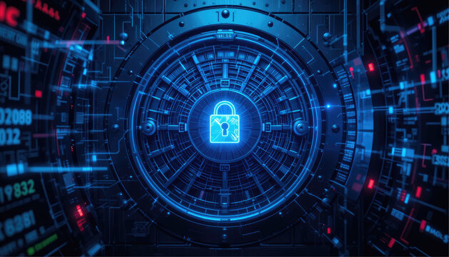 Secure digital vault background. - Powered by Adobe