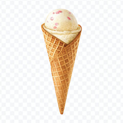 realistic 3d Ice cream cone in different style isolated on transparent background	