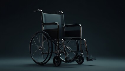 Fototapeta premium a wheelchair design, with a simple and minimalist style, in a black color scheme on a white background. the product rendering effect is created using c4d (cinema 4d) and oc (octane) render