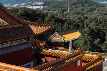  Tower of Fragrance of Buddha, Summer Palace, Beijing, China. Chinese characters say 'Buddha Fragrance Tower'