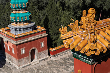  Tower of Fragrance of Buddha, Summer Palace, Beijing, China. Chinese characters say 'Buddha Fragrance Tower'