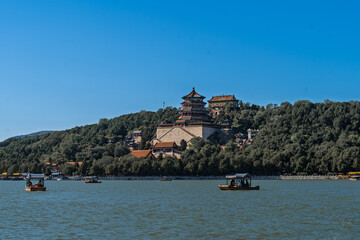  Tower of Fragrance of Buddha, Summer Palace, Beijing, China. Chinese characters say 'Buddha Fragrance Tower'