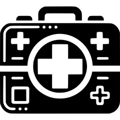 Obraz premium Emergency medical kit glyph icon in solid black style. A versatile graphic symbol for first aid, safety, and healthcare applications