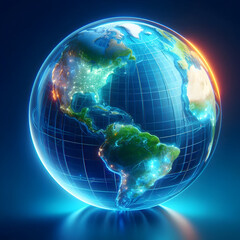 Fototapeta premium Vectorial 3D globe illustration of our planet Earth with a light blue space for global business text