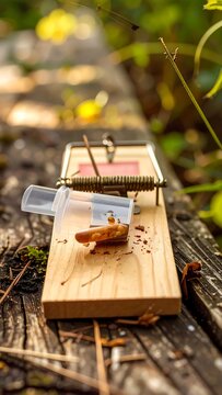 Ant trap with bait and residue