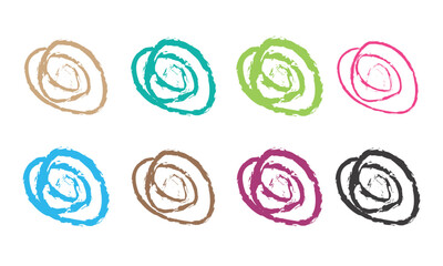 Vector set of hand drawn circles in different colors on white background.