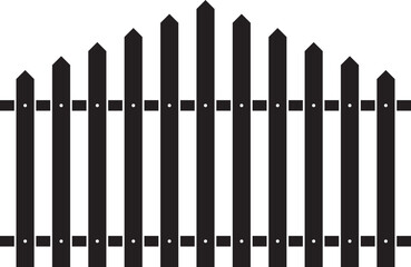 Wooden Fence Icon. Classic Garden Fencing Symbol. Simple Wooden Fence cassic picket fence that embodies simplicity and security with its clean lines and rustic charm.collection of Garden fence wooden.