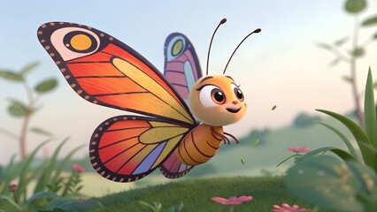 3d cartoon animated butterfly