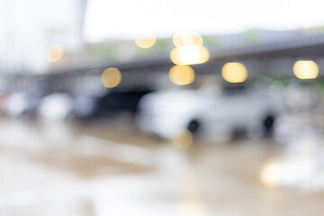 Blurred parking lot background,Blur image of Parking lot, Abstract blurred Parking lot, Blurred image exterior view of empty parking lots.