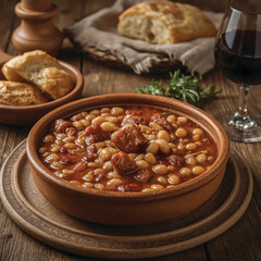 fabada asturiana on table