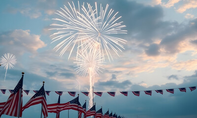 fireworks over the american flag HD Pic 
