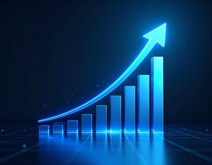 Visualize dynamic growth with a stunning blue business chart showing upward trend and positive financial momentum