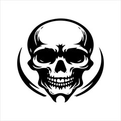 Fototapeta premium skull vector art logo design black and white