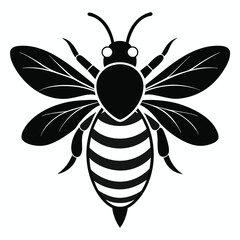 Bee Silhouette Vector on White Background
